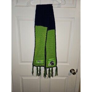 Seattle Seahawks Scarf Hand Knit Crochet Blue Green 60"x6" Decoration Throw